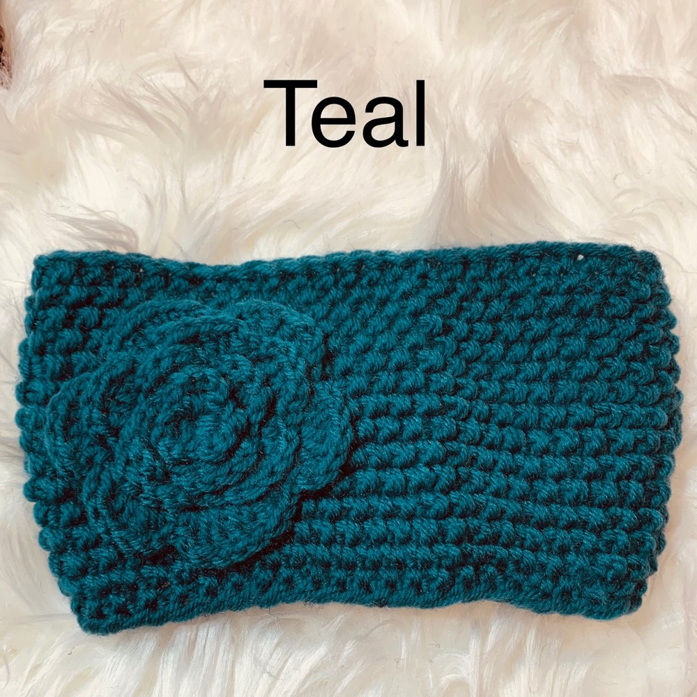 Knitted Headband Ear Warmer with Flower